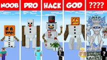 Minecraft SNOW GOLEM HOUSE BUILD CHALLENGE  NOOB vs PRO vs HACKER vs GOD  Animation