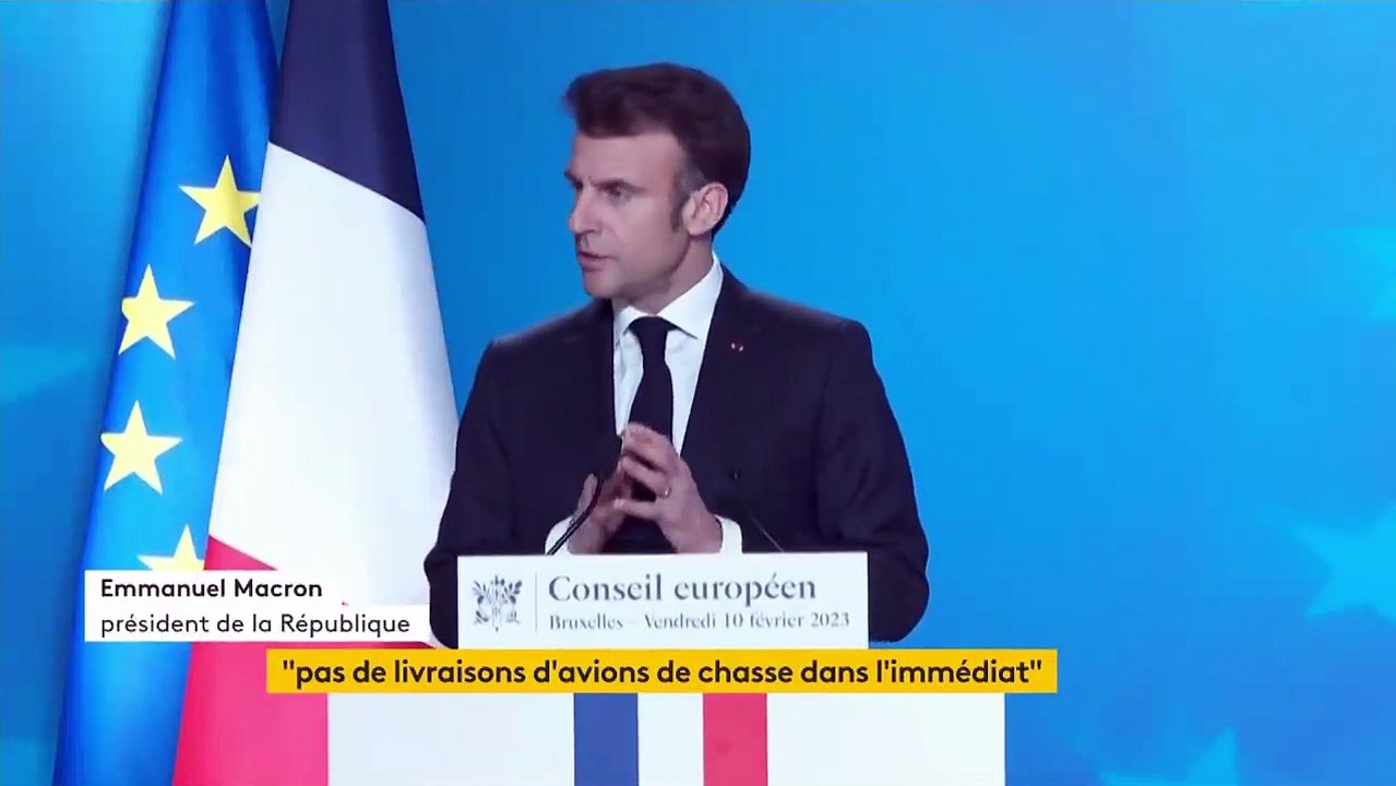 Le président Emmanuel Macron affirme que des avions de chasse réclamés par l’Ukraine ne pourraient "en aucun cas" être livrés "dans les semaines qui viennent" - Regardez