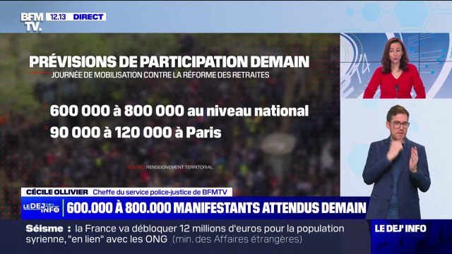 Réforme des retraites: 600.000 à 800.000 manifestants attendus ce samedi dans toute la France