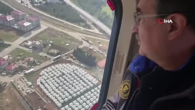 Bakan Dönmez, İslahiye'de deprem bölgesini havadan inceledi