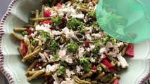 Salade de haricot verts, poivron, feta et graines de tournesol