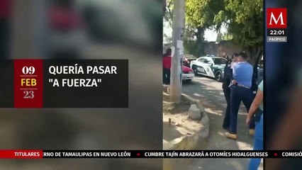 Hombre agrede a policía por querer pasar en zona escolar en Edomex