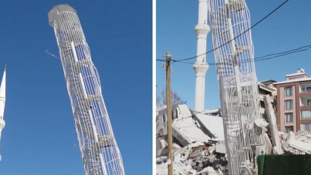 Malatya'da içler acısı manzara! Beş katlı binanın yalnızca yangın merdiveni ayakta kaldı