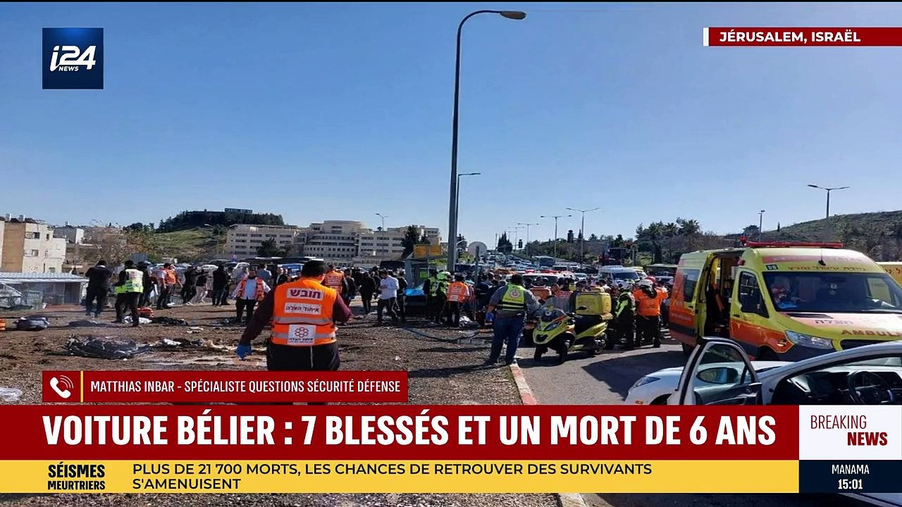 Deux personnes, un jeune de 20 ans et un enfant de huit ans, tuées dans un attentat à la voiture bélier perpétré contre un arrêt de bus à Jérusalem-Est - VIDEO
