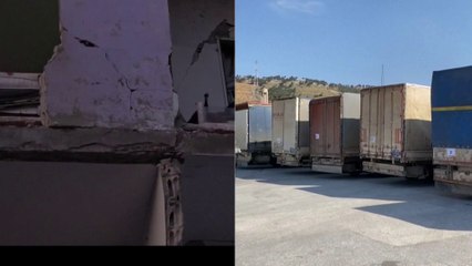 مقاطع مصورة لحجم الدمار بعد الزلزال في بلدة جنديرس