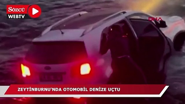 Zeytinburnu'nda otomobil denize uçtu