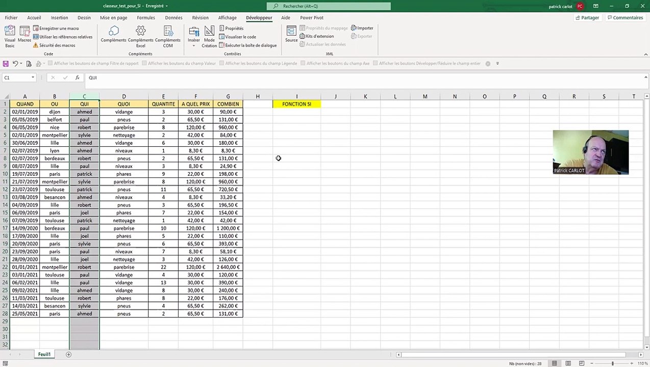 excel fonction si