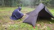 solo camping in rain • set up tent with flysheet • relax time in rain
