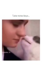 Funny cats video | Cat kissing a Young Girl