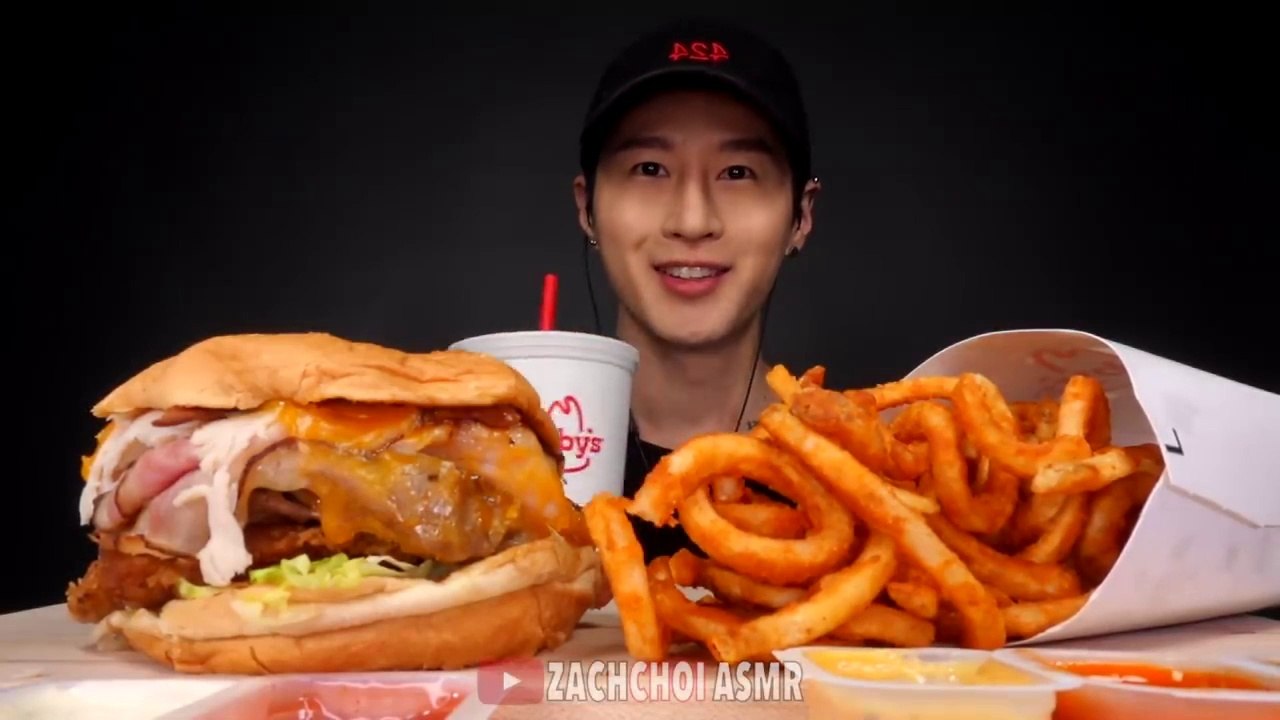 ASMR ARBY'S MEGA STACK SANDWICH & CURLY FRIES MUKBANG (No Talking) EATING SOUNDS _ Zach Choi ASMR