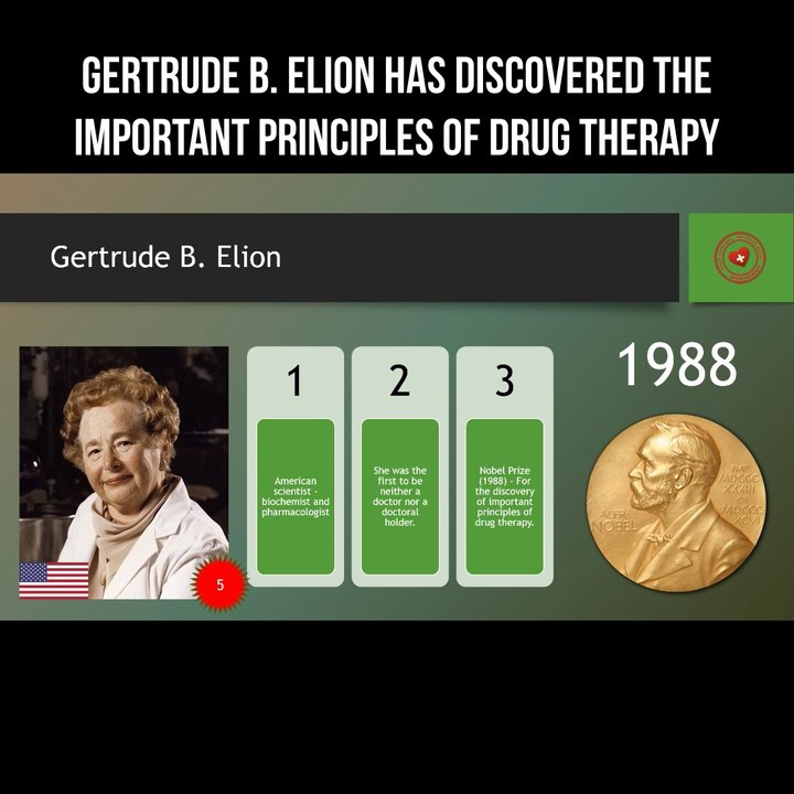 Gertrude B. Elion has discovered the important principles of drug therapy