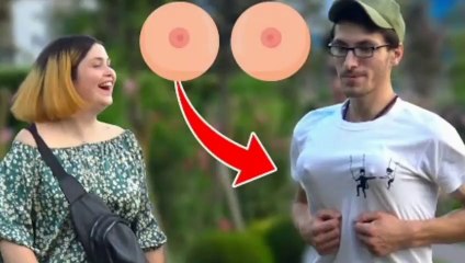 Boy with two big balls prank   AWESOME REACTION