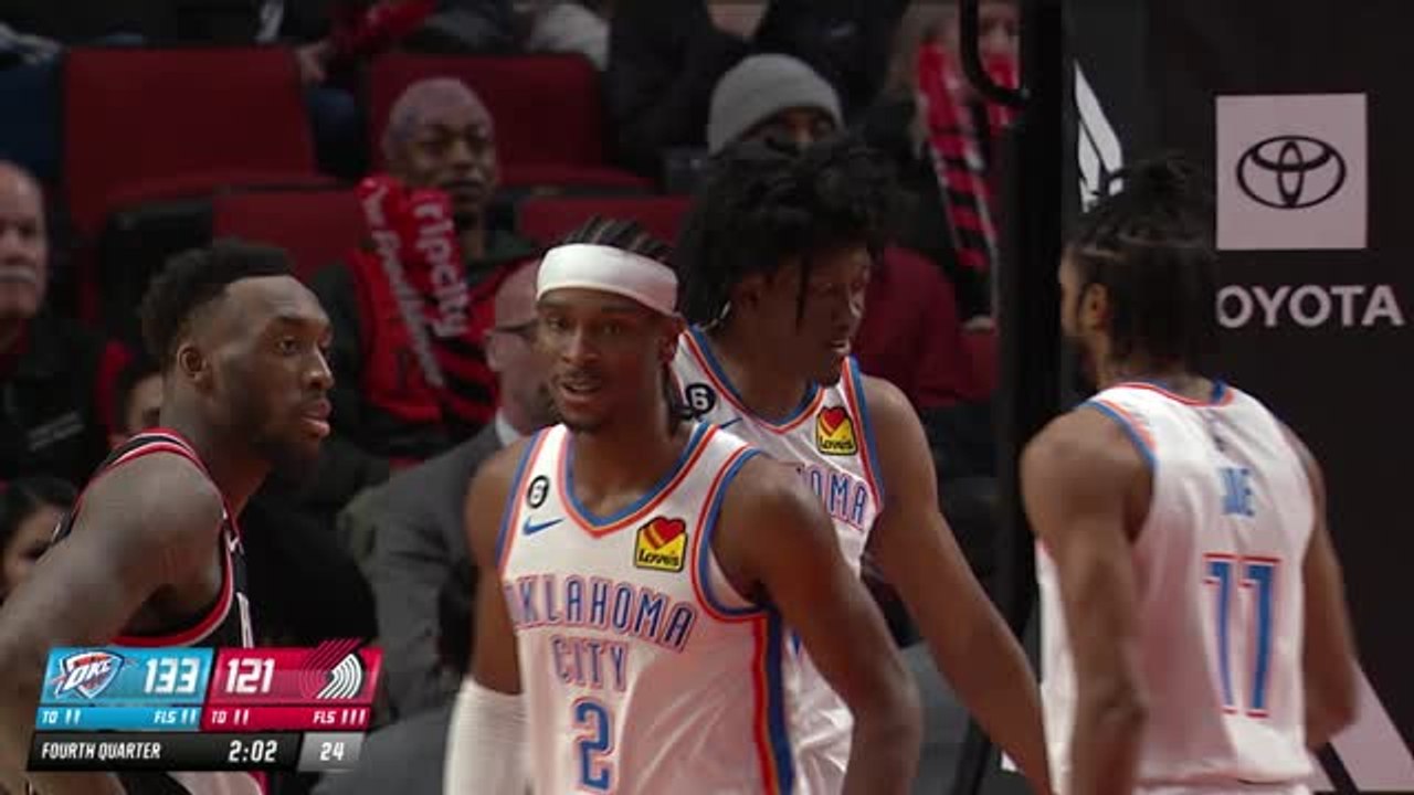 Gilgeous-Alexander's career-high 44 points pushes Thunder past Blazers