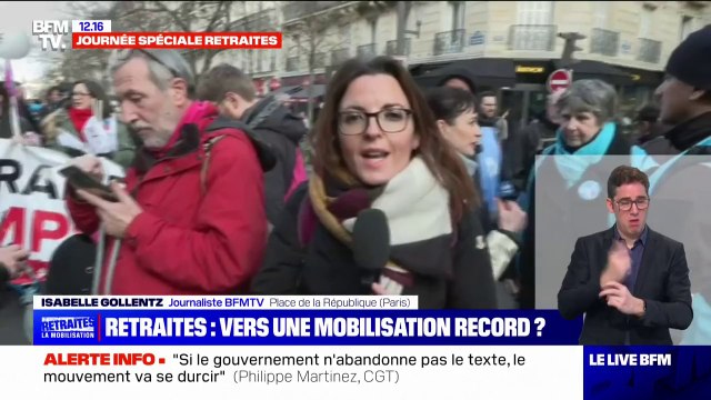À Paris, le cortège se met en place peu avant le départ de la manifestation contre la réforme des retraites