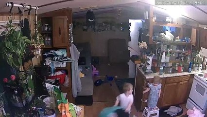 Little Boy Hits Baby Sister With Beanbag Chair