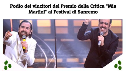Podio dei vincitori del Premio della Critica Mia Martini al Festival di Sanremo