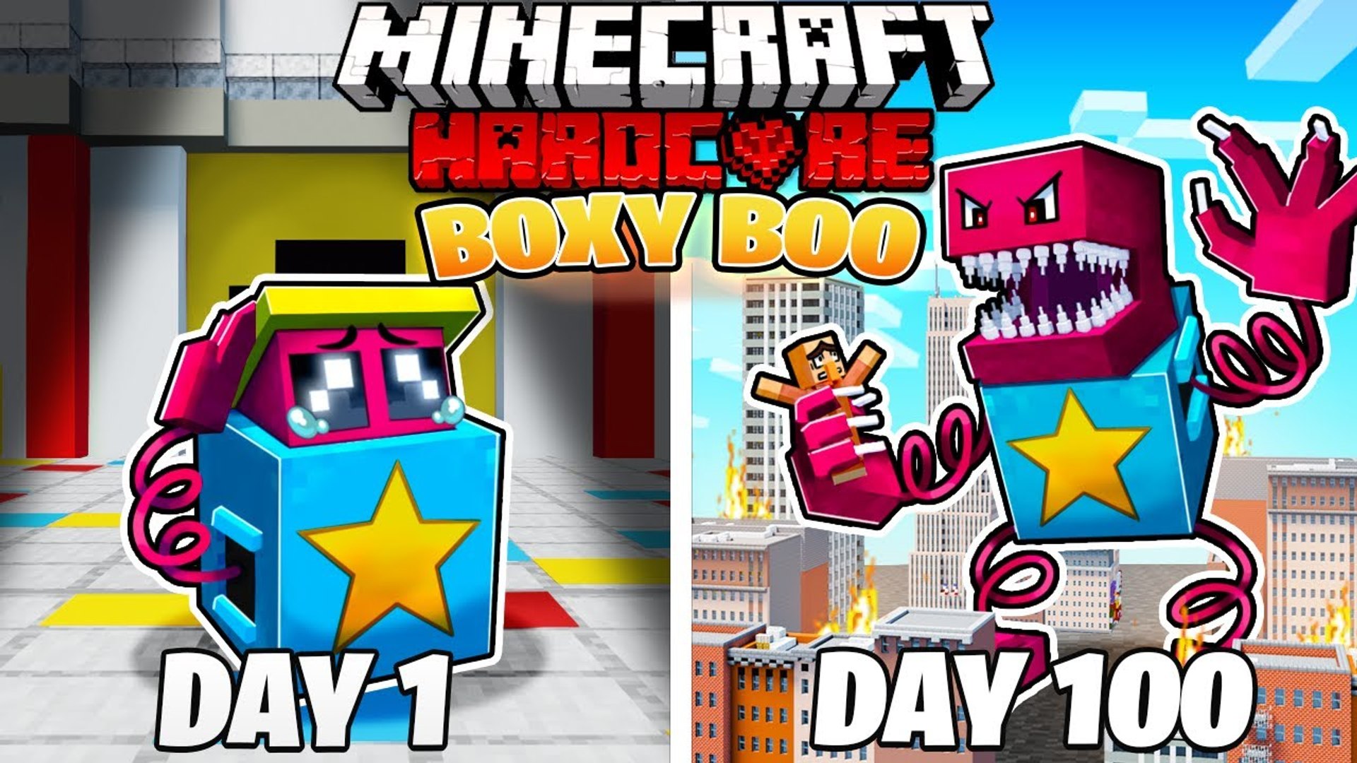 I Survived 100 DAYS as BOXY BOO in HARDCORE Minecraft! - video Dailymotion