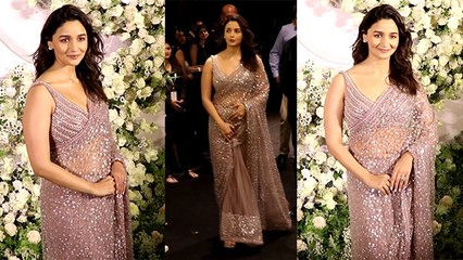 Kiara Sidharth Wedding Reception : Alia Bhatt Blush Pink Toned Saree में लगी Stunning Video Viral