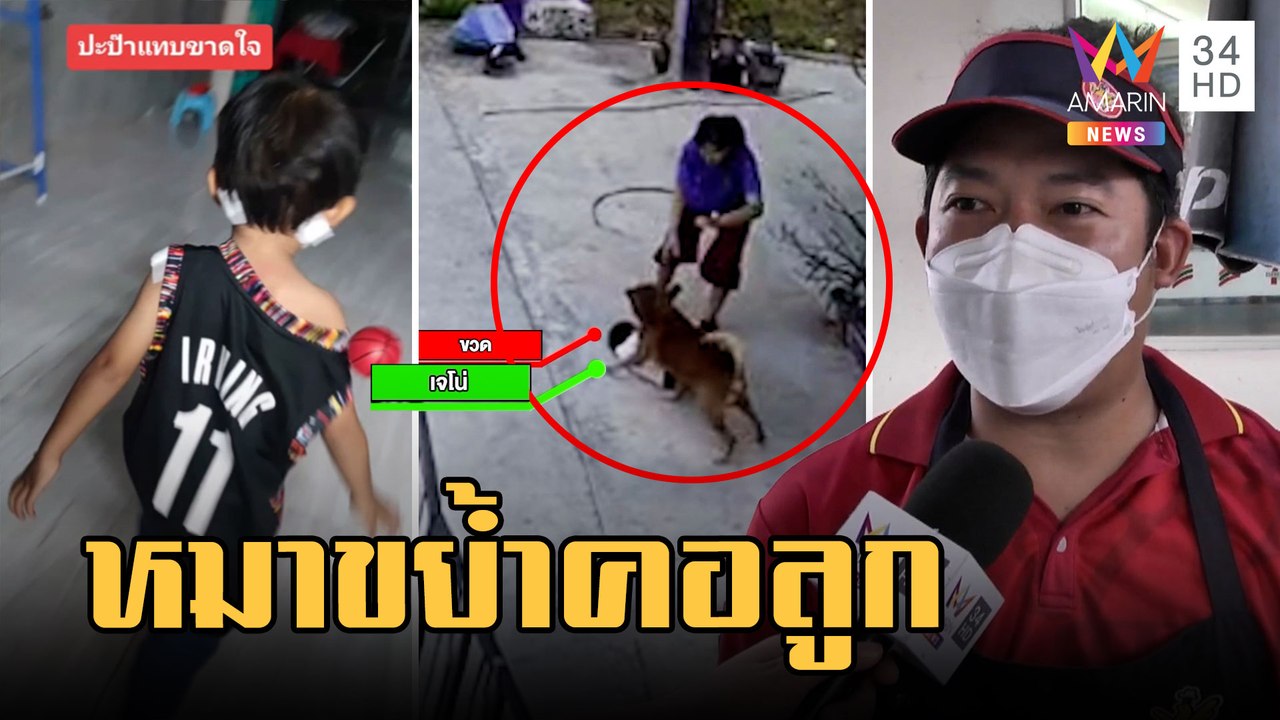 พ่อแทบขาดใจ! หมากระโจนกัดคอลูก 2 ขวบ | ข่าวเที่ยงอมรินทร์ | 13 ก.พ.66