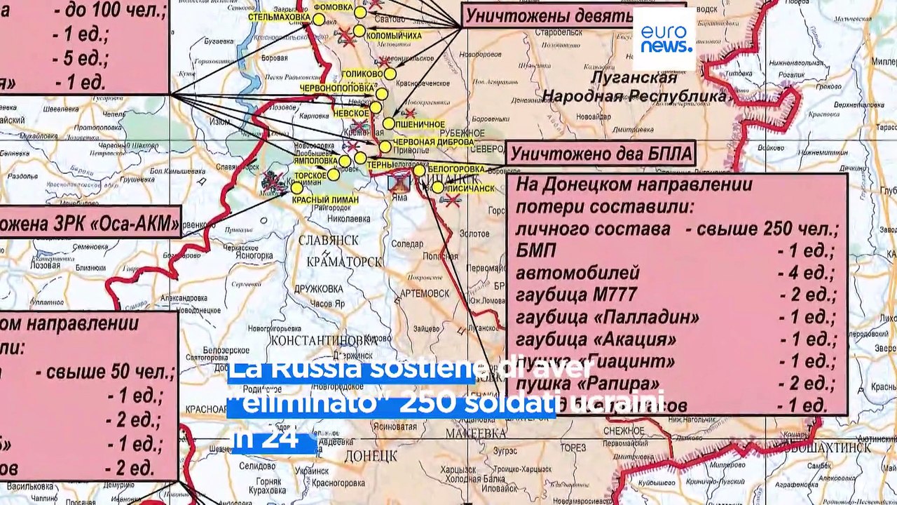 Ministero della Difesa russo: "250 soldati ucraini uccisi in 24 ore"