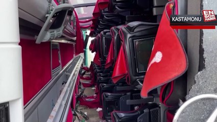 Kastamonu'da yolcu otobüsü devrildi, 30 kişi yaralandı