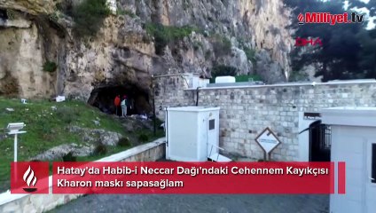 Hatay'da Habib-i Neccar Dağı'ndaki Cehennem Kayıkçısı Kharon maskı sapasağlam