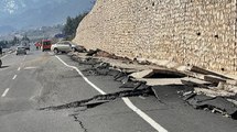İslahiye-Hatay kara yolu, depremde yaklaşık 1,5 metre kabardı