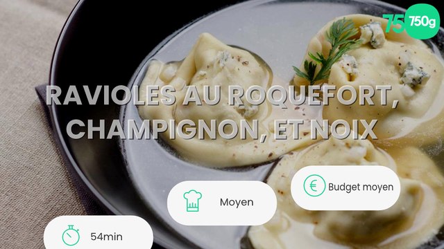 Ravioles au Roquefort, champignon, et noix