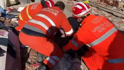 Watch the moment Lancashire firefighters reunite a young mother and daughter after the earthquake in Turkey