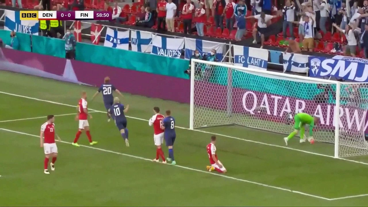 Danska 0:1 Finska Euro 2020