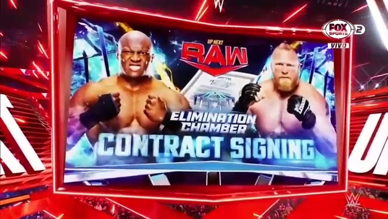 Firma de Contrato entre Brock Lesnar & Bobby Lashley Elimination Chamber - Raw 13/02/2023 (Español)