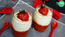 Verrines au chutney de tomates cerise, mousse de feta, fleur de sel aux épices grillées