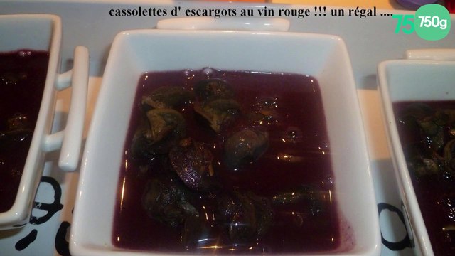 Cassolettes d'escargots de Bourgogne au vin rouge