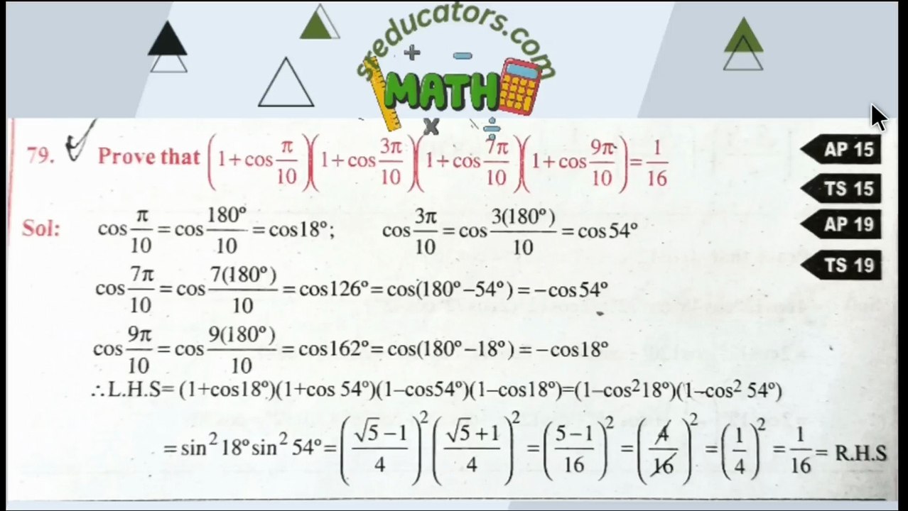 Jr Inter 1A Trigonometric Ratios upto Transformations 4 Marks Important Q3