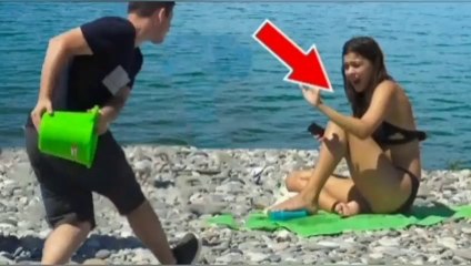 Throwing water on people prank