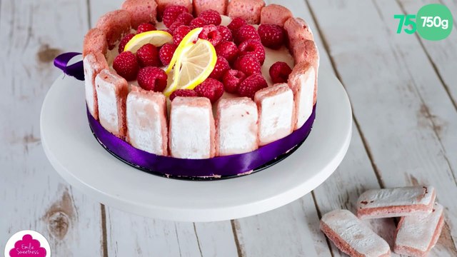 Bavarois framboises, citron et biscuits rose de Reims