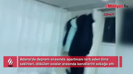Depremden yeni görüntü! Dökülen sıvalar arasında kaçış anı kamerada