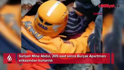 Suriyeli Mine Abdul, 205 saat sonra Burçak Apartmanı enkazından kurtarıldı