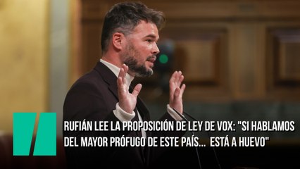Rufián lee la proposición de ley de Vox: "Si hablamos del mayor prófugo de este país...  Está a huevo"