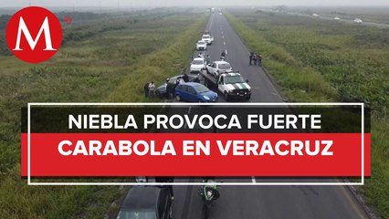 Carambola de 17 autos y un tráiler deja 8 lesionados en Veracruz