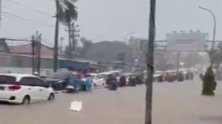 Global changes affected Asia. Flash flood in Makassar, Indonesia