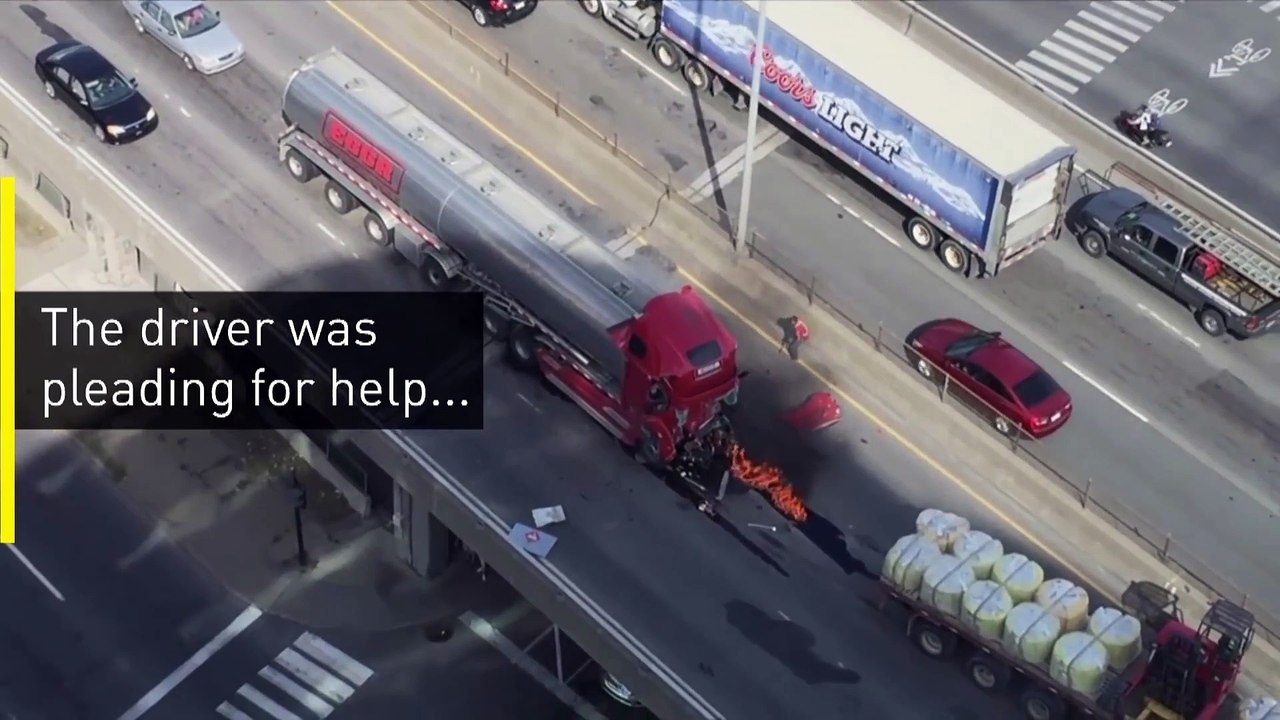 Montreal man attempts to save fellow truck driver from fire(1080P_HD)