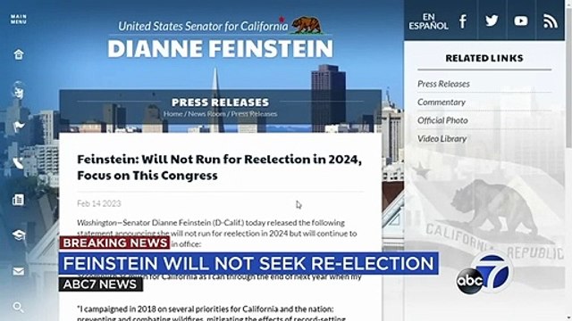 Sen. Dianne Feinstein announces she will not run for reelection in 2024
