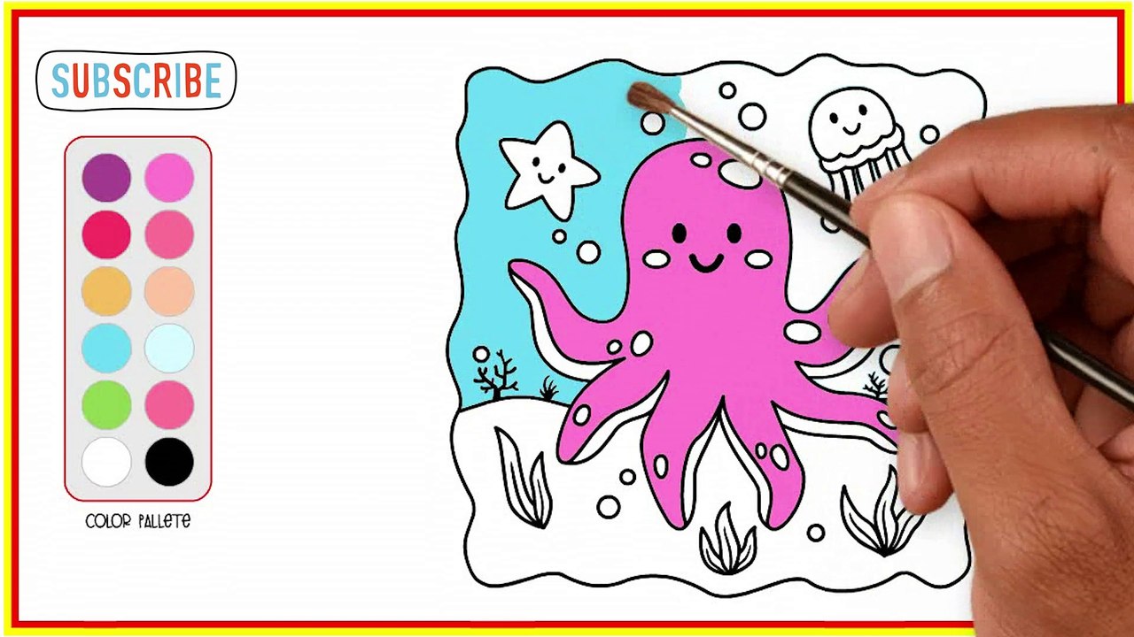 Coloring Octopus, Drawing and Coloring for Kids, Toddlers | Easy Coloring #6