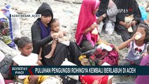 Puluhan Pengungsi Rohingya Kembali Berlabuh di Pesisir Pantai Kawasan Desa Lampanah Aceh Besar