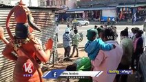 Devotees Worship Hanuman From Far As Darshan Stopped On Eve Of CM KCR Kondagattu Tour | Jagtial | V6