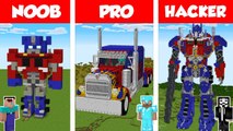 Minecraft NOOB vs PRO vs HACKER TRANSFORMERS OPTIMUS STATUE HOUSE BUILD CHALLENGE  Animation