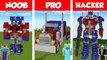 Minecraft NOOB vs PRO vs HACKER TRANSFORMERS OPTIMUS STATUE HOUSE BUILD CHALLENGE  Animation