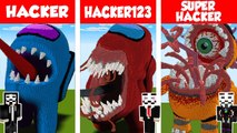 Minecraft HACKER vs HACKER vs HACKER AMONG US HOUSE BUILD CHALLENGE in Minecraft  Animation