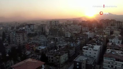 Depremin 10. gününde Hatay'dan geriye kalanlar havadan görüntülendi